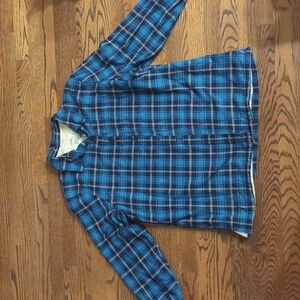 LL Bean Mens Large Blue Fleece Lined Flannel Shirt